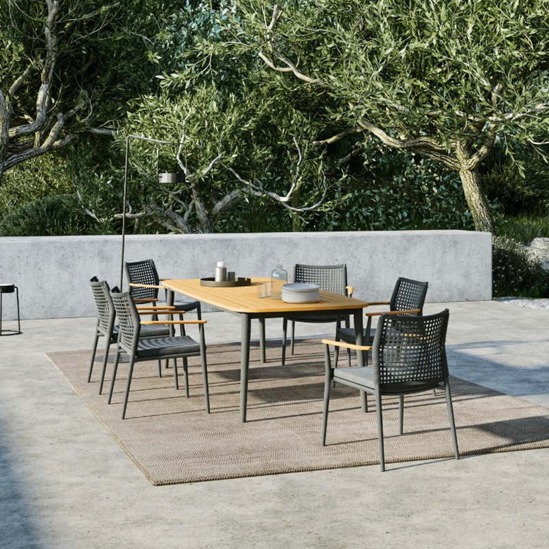 Balcón al aire libre silla de caña ocio patio villa mesa de caña silla jardín al aire libre mesa de té conjunto de muebles combinados