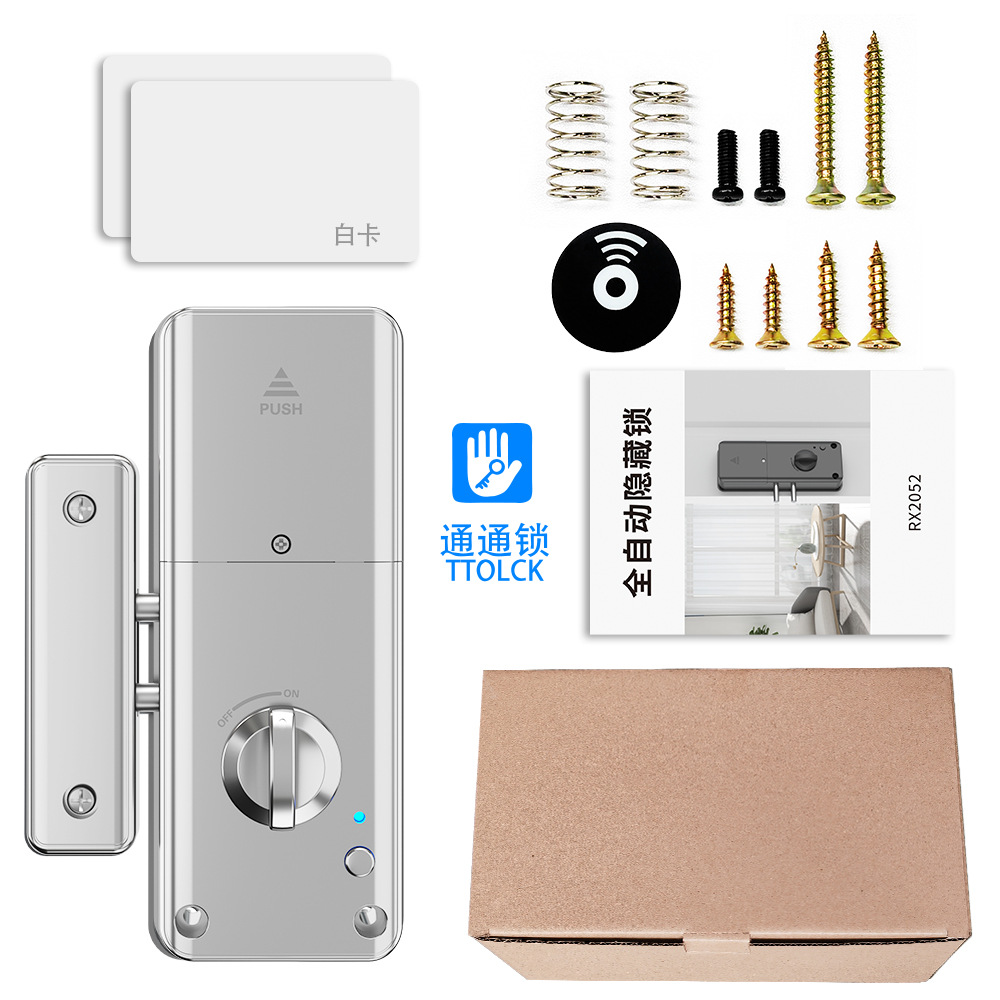 Tuya cerradura de puerta invisible puerta de madera interior sin perforación cerradura electrónica TT Bluetooth WeChat applet bloqueo de pase bloqueo de tarjeta de crédito