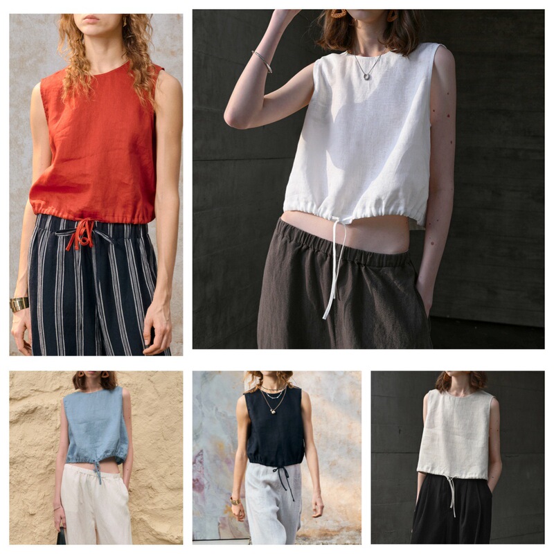 2026 Spring/Summer European and American Cross-Border Amazon Short Vest Sleeveless Loose Casual Drawstring Women's Top