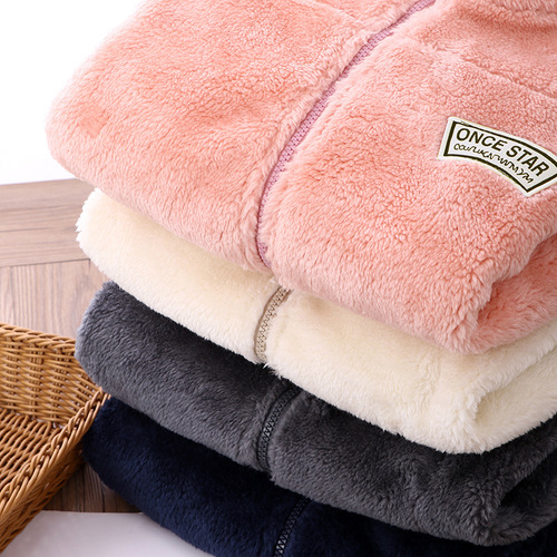 Children's velvet thickened coat, parent-child style, boys and girls, autumn and winter warm lamb fleece sweater, adult coat