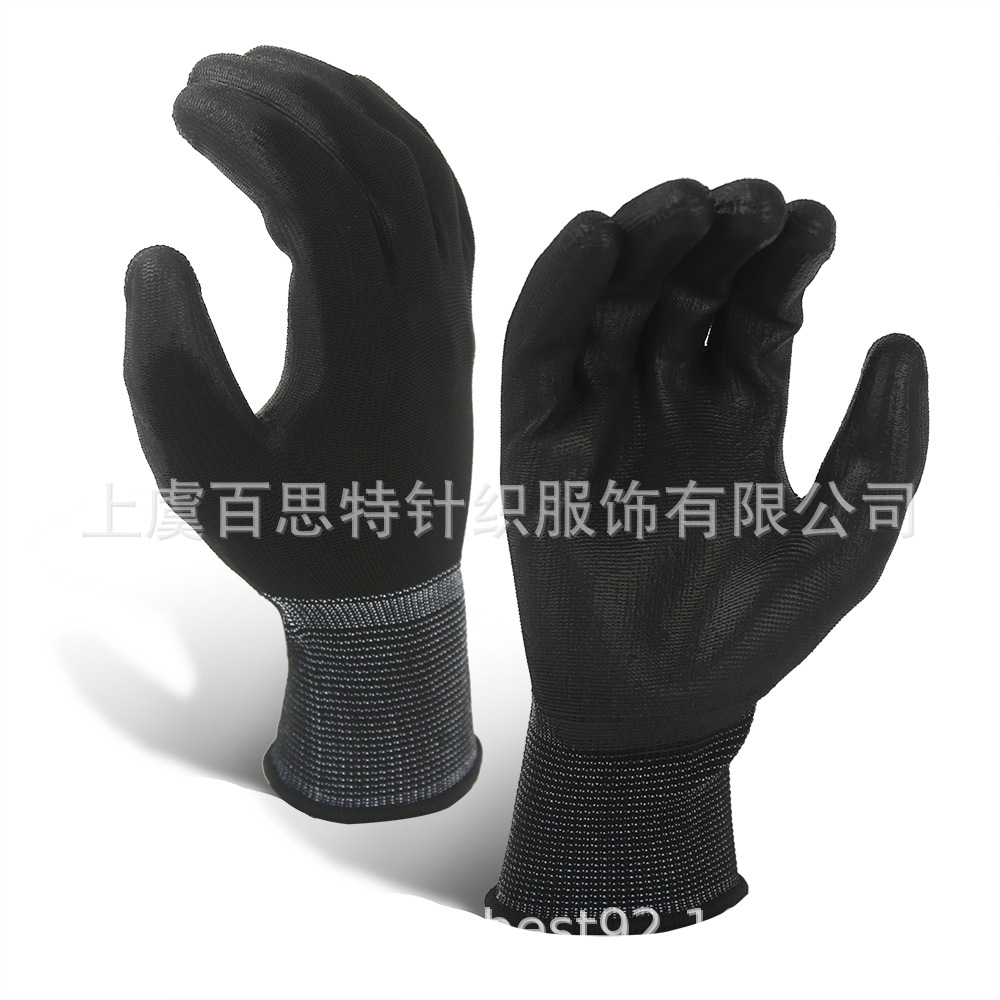 舒适轻薄透气13针PU浸胶手套劳保工作手套款式颜色定制耐油耐腐蚀