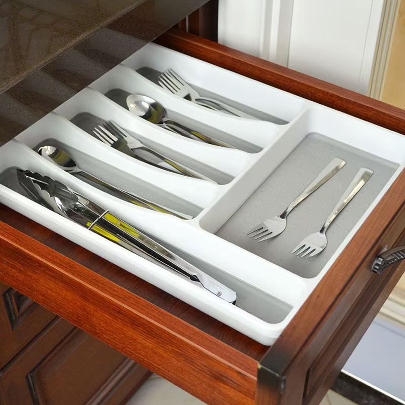 Caja de almacenamiento integrada para cuchillos y tenedores de cajón para cubiertos, caja de bandeja de seis compartimentos, cuchillos y tenedores, palillos y cuchara