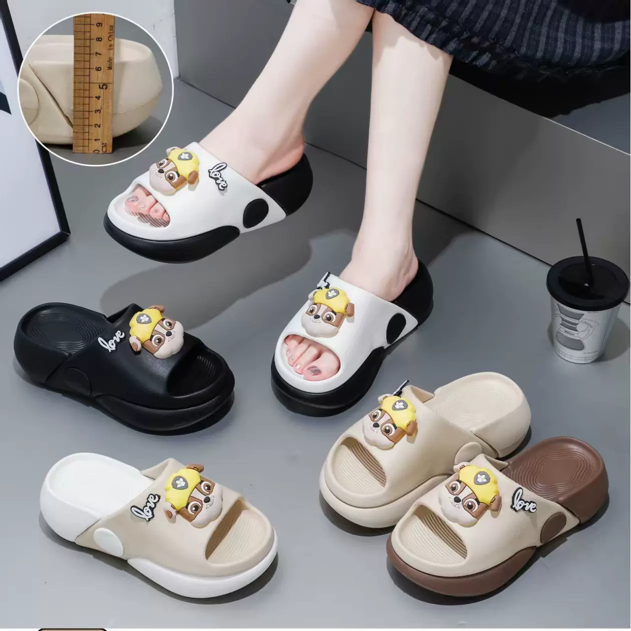 现货EVA拖鞋女鞋2025夏季室居家外穿diy可爱卡通厚底一字凉拖鞋