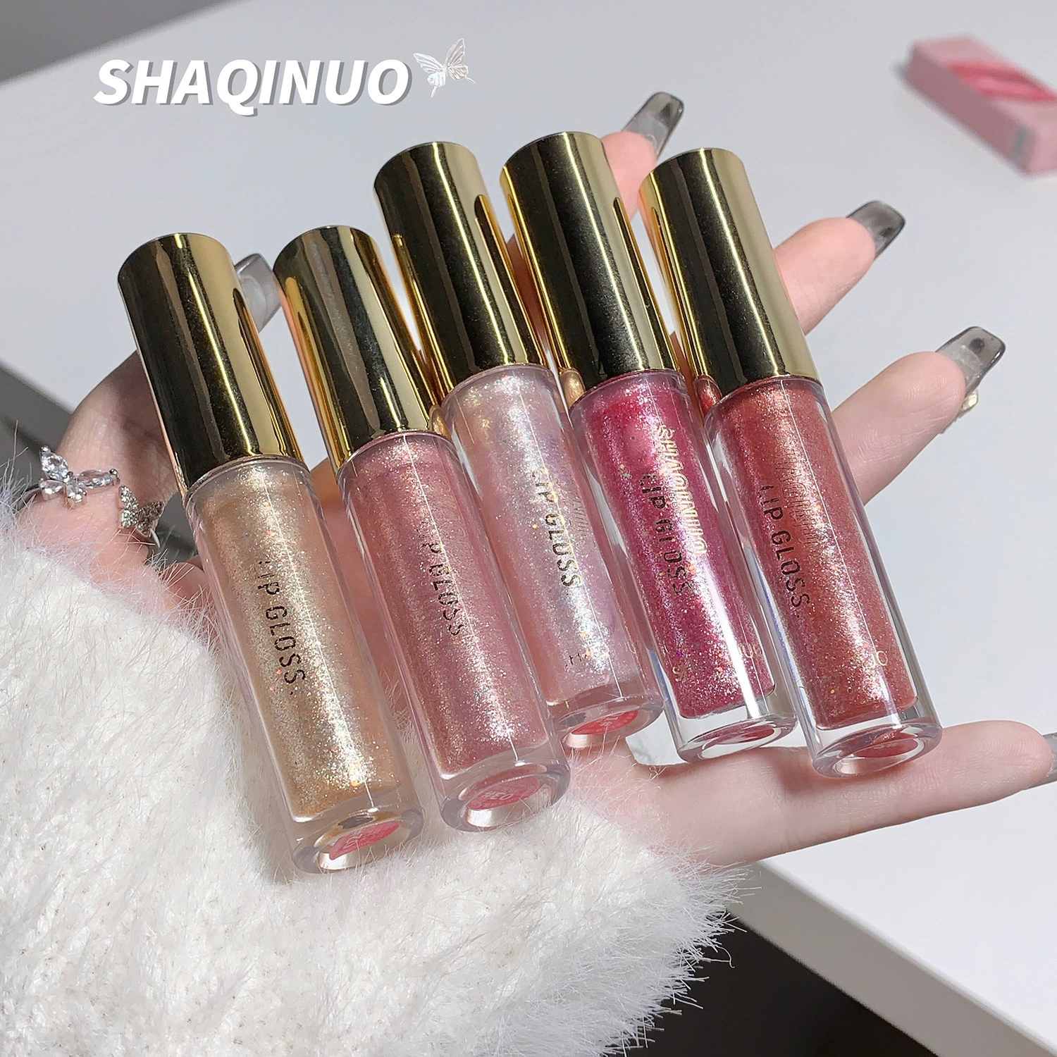 Увлажняющие ногтевые sequins, стеклянная губная помада
