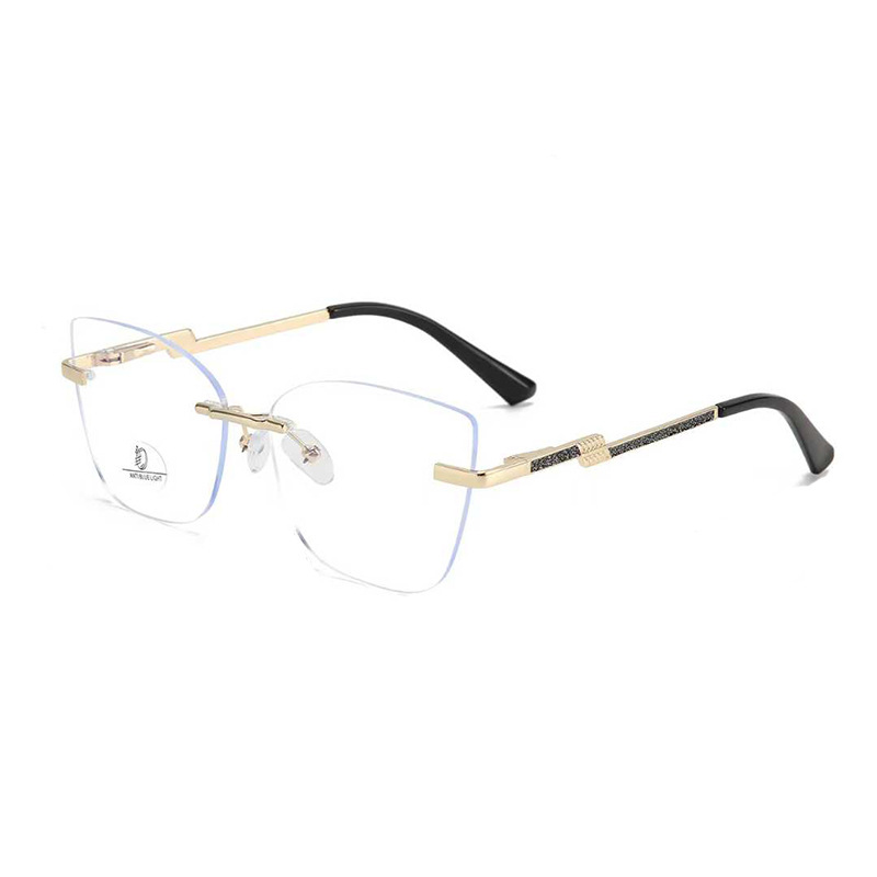 Gafas sin marco en gafas de alto valor facial con gafas de luz azul protectoras miopía para ojos de gato con gafas de luz plana de marco grande