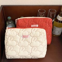 Rich Rabbit Series Cosmetic Bag Storage Bag Cotton Quilted Ins Style Student Portable Large Capacity Zipper Clutch Bag