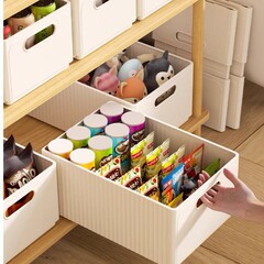 桌面收纳盒零食杂物水果收纳筐手提带盖塑料衣物家居收纳整理箱