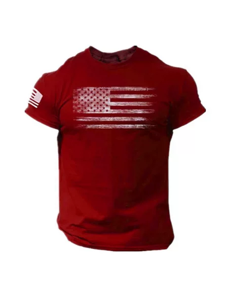 2026 Foreign Trade Men's Summer Patriotic 3D Printed T-Shirt American Flag T-Shirt