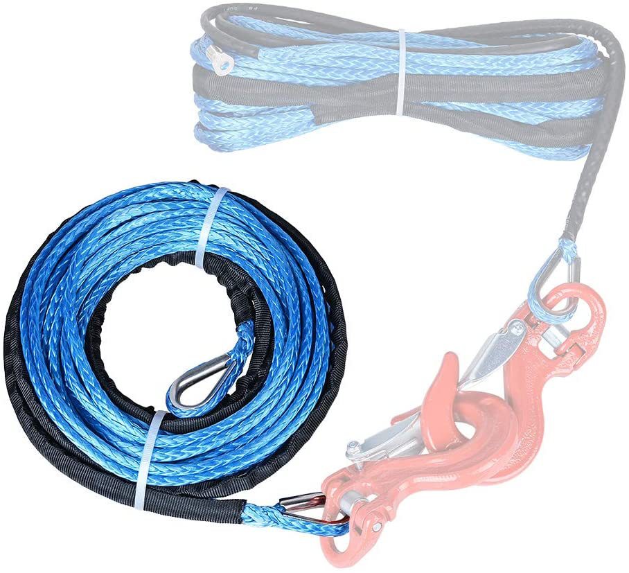 6mm Synthetic Fiber Rope Winch Rope 7700 Pounds 1/4 Polymer Trailer Rope Hook Uhmwpe Electric Winch Extension