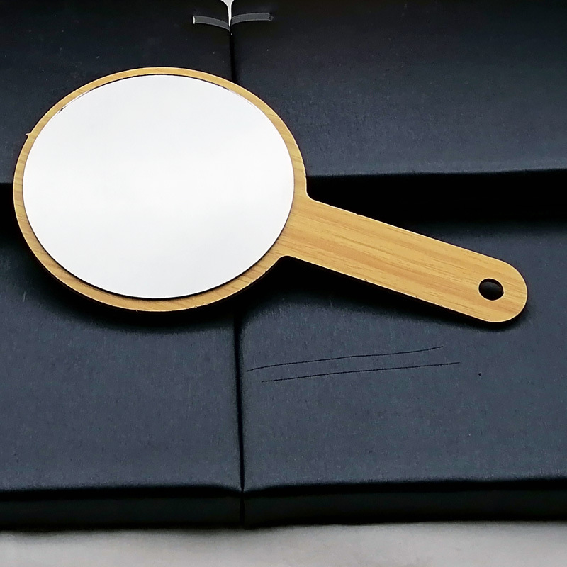 N3444 de bambú espejo redondo HD espejo de maquillaje plegable espejo portátil pequeño espejo de dormitorio de estudiantes espejo portátil espejo de escritorio