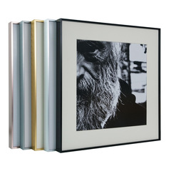Square aluminum alloy picture frame with outer frame of any size for photography exhibition, printing photos with narrow border, wall-mounted