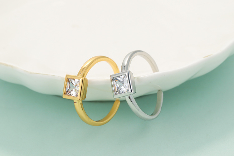 Wedding Occasion Copper Material Metal Plating Geometric Zircon Copper Rings