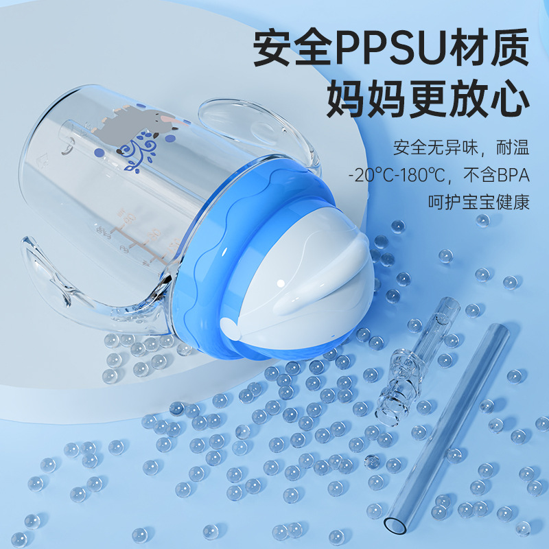 Taza de agua para bebés de dibujos animados, taza de bebés a prueba de fugas, taza de agua a prueba de fugas con mango, taza de bebida directa al por mayor