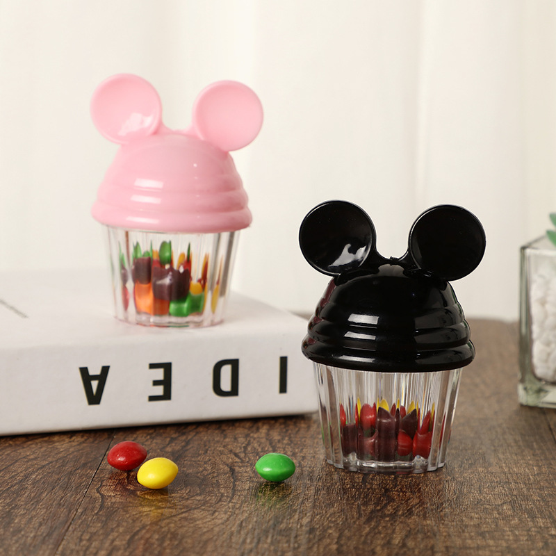 Creativo círculo dibujos animados Mickey avatar PS caja de dulces de plástico acrílico transparente caja de dulces de boda caja de pastel