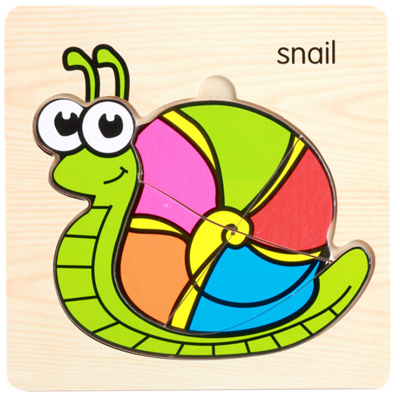 Nuevo rompecabezas tridimensional de madera de mano tráfico animal marino Ilustración cognición rompecabezas infantil juguete de rompecabezas de educación temprana