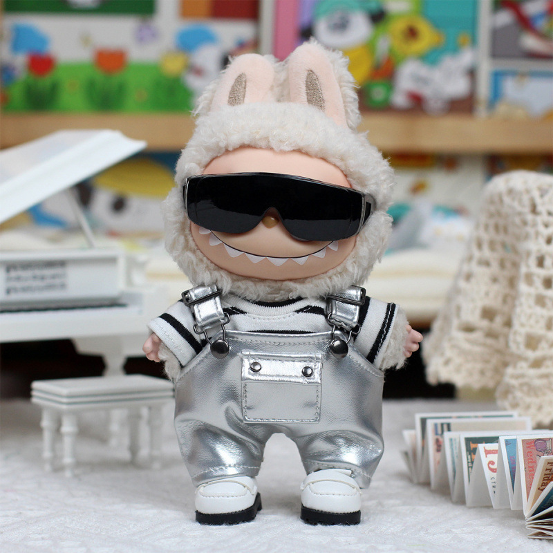 仅衣服】17cm拉布布娃衣 搪胶挂件玩偶衣服 酷帅科技感心动马卡龙