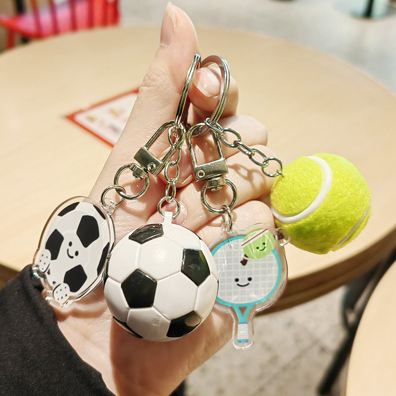 Bonito bádminton tenis voleibol fútbol baloncesto rugby llaveros bolsas escolares para hombres y mujeres colgantes de tenis de mesa regalos