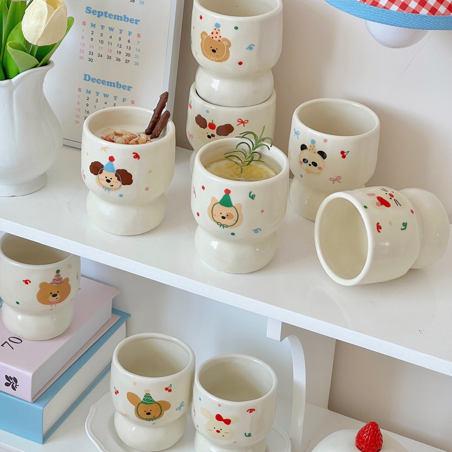 [Guohe Ceramics] 24 New Ins Creative Matte Cream Cute Ceramic Mug Drinking Coffee Cup