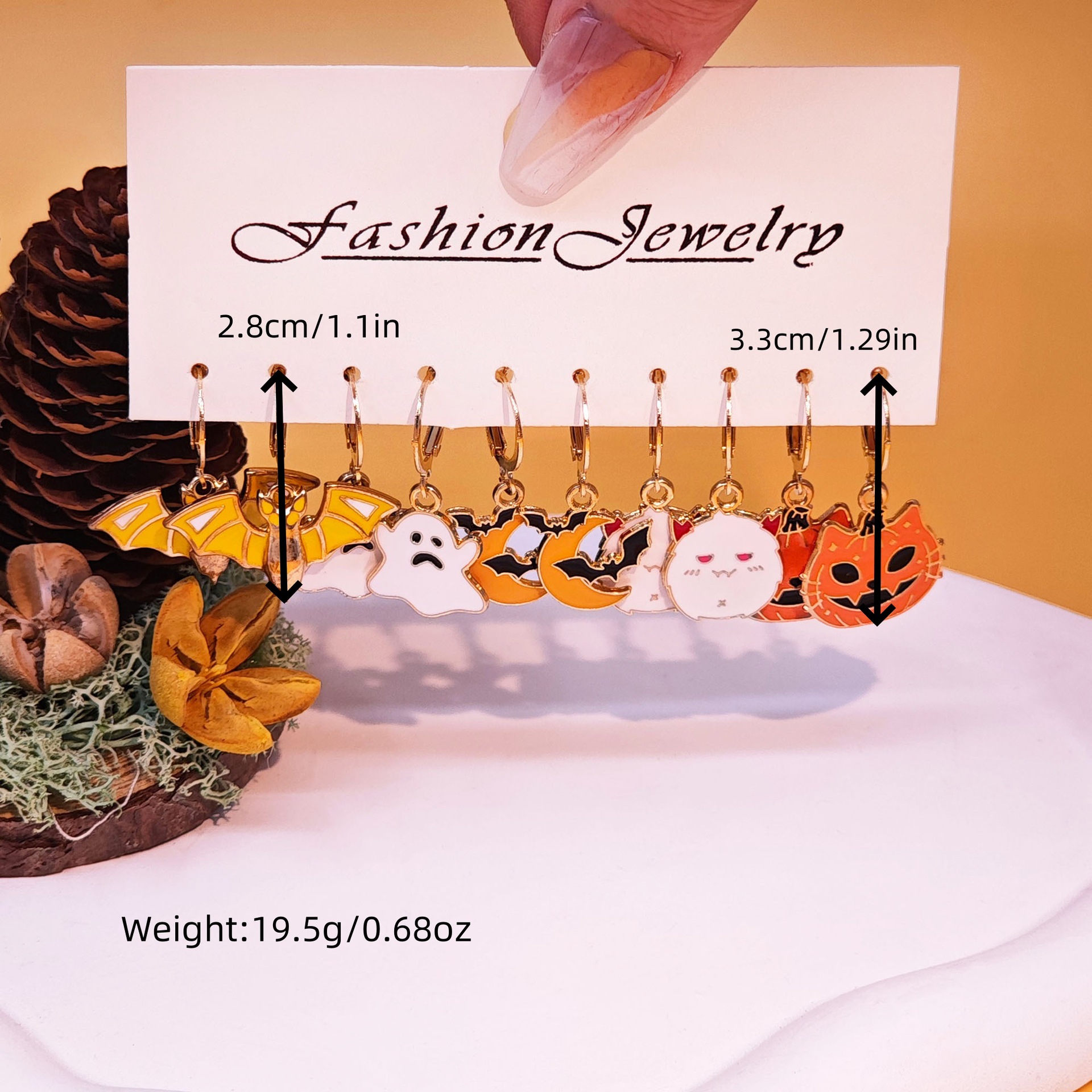 20g Weight Alloy Ear Needle Material Drop Earrings Classification 1 Set Quantity Holiday, Daily Occasion Alloy Material Halloween Festival Pumpkin, Cat, Ghost Pattern Women's Gender Cartoon Style Style Enamel Craft Cartoon Style Pumpkin Cat Ghost Alloy Enamel Earring Sets For Women's Holiday Daily 8