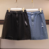 清仓特价120-350斤大码女装新款胖妹妹破洞不规则时尚身半身裙，商品下架区，变形策服饰