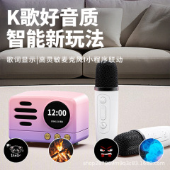厂家直销万人迷Q2复古歌词音响便携式迷你蓝牙音箱可爱KTVK歌唱歌