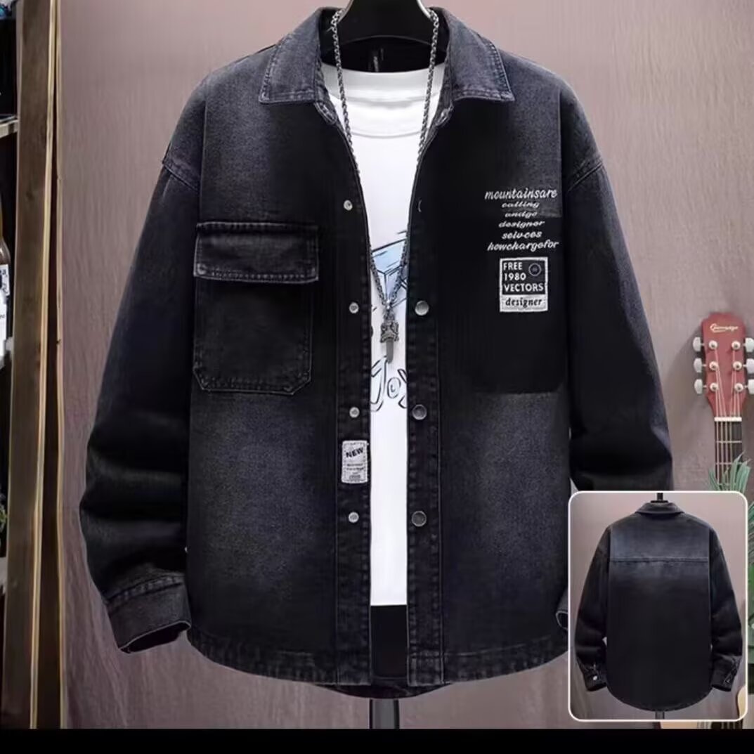 Denim Shirt Jacket, Men's Minimalist Jacket, Teenagers' Loose Casual Jacket_voghion.com