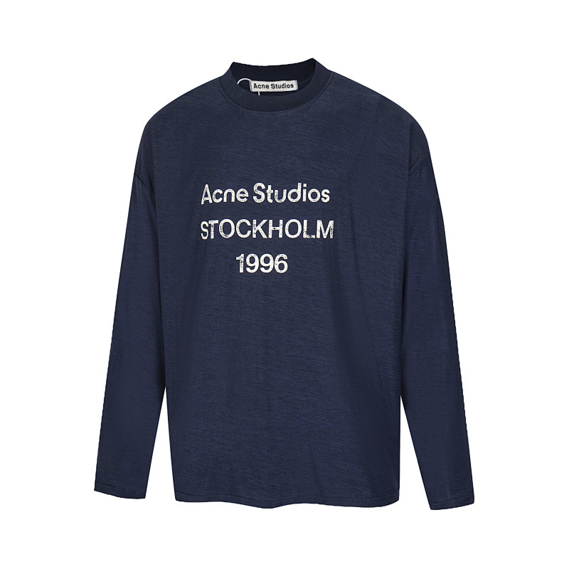 Acne Studios T-shirt Sprayed 1996 Logo Long Sleeve Deep Blue