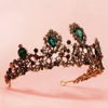 Hair accessory, high-end accessories emerald for bride, with gem, European style, halloween
