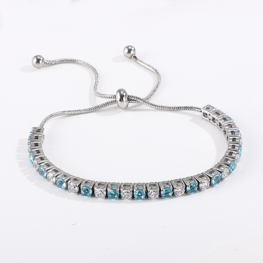 11g Weight Zircon Inlay Material Bracelets Classification Titanium Steel Chain Material 1 Piece Quantity Daily Occasion Titanium Steel Material Geometric Pattern Unisex Gender Inlay Design Shiny Style Shiny Geometric Titanium Steel Zircon Bracelets In Bulk 5