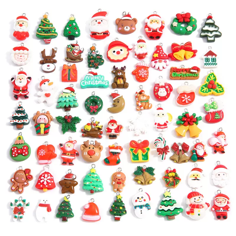 DIY树脂圣诞节系列圣诞老人礼物雪人吊坠 手链钥匙扣装饰挂件W462