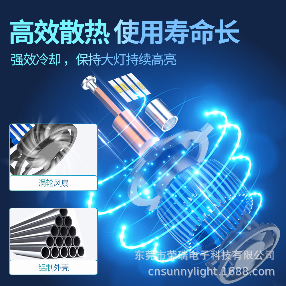 Popular in foreign trade: 55W high-power LED motorcycle headlight bulb H4 with integrated high and low beam P43T high-brightness car light