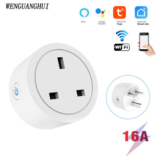 Tuya Wifi Smart Socket 16A with Power Metering Ai Voice Mobile Phone Remote Control British Standard Plug Socket