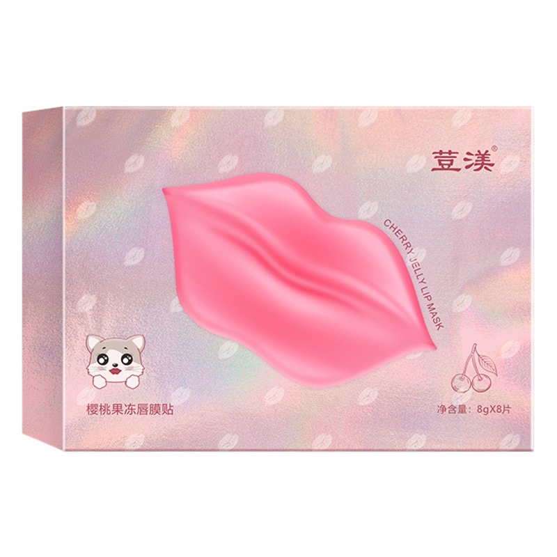 Roo Bean Cherry Jelly Lip Mask Doodle Lips Hydrating Moisturizing Improving Lip Pattern Moisturizing and Desalinating Lip Perimeter Black Lip Mask