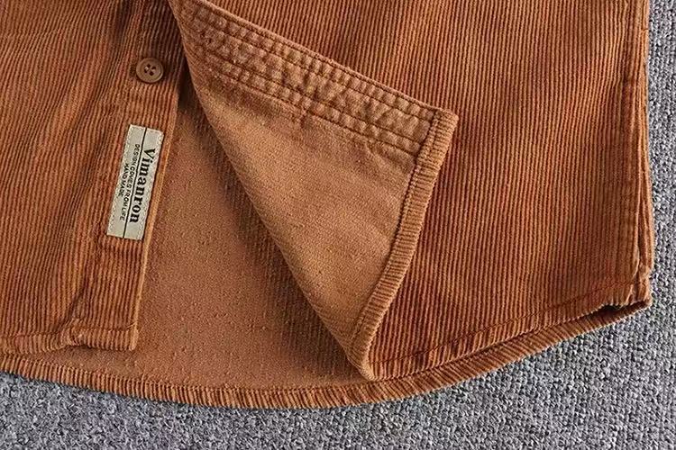 Retro Washed Corduroy Long-sleeved Shirt For Men
