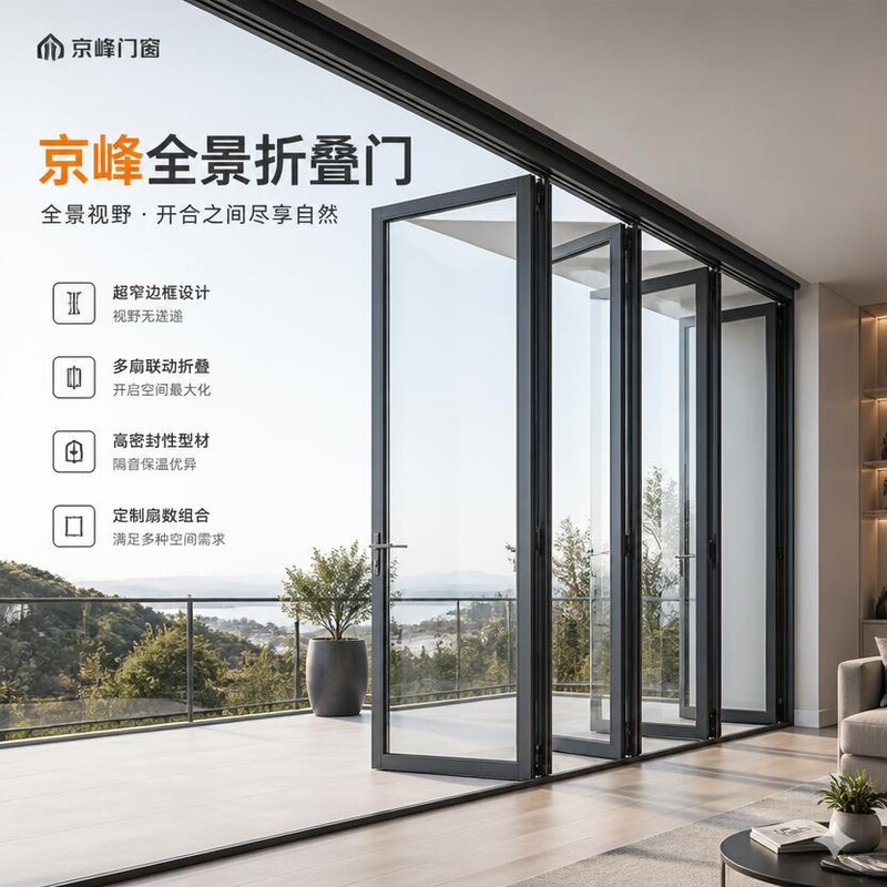 Custom-made aluminum alloy heavy-duty folding doors for shops, office buildings, sunrooms, and villa balconies; glass partition doors Custom-made aluminum alloy heavy-duty folding doors for shops, office buildings, sunrooms, and villa balconies; glass partition doors