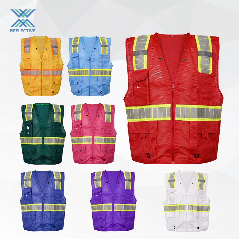 Mesh Tricot Reflective Vest Safety Vest Multi-Pocket High-Visibility Two-Way Traffic Warning Vest Reflective Traffic Channel Mesh Tricot Reflective Vest Safety Vest Multi-Pocket High-Visibility Two-Way Traffic Warning Vest Reflective Traffic Channel