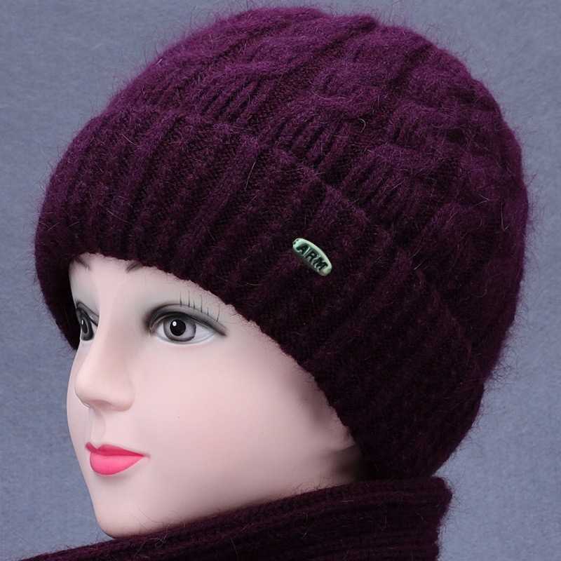 Warm Hat for Middle-aged and Elderly Winter Velvet Thickened Mother's Hat Outdoor Cold-proof Wool Hat Ear Protection Knitted Hat