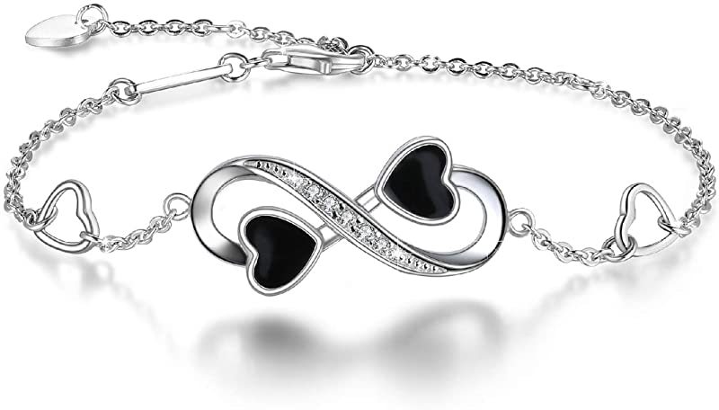 Sterling Silver Elegant Simple Style Infinity Heart Shape Enamel Bracelets display picture 1