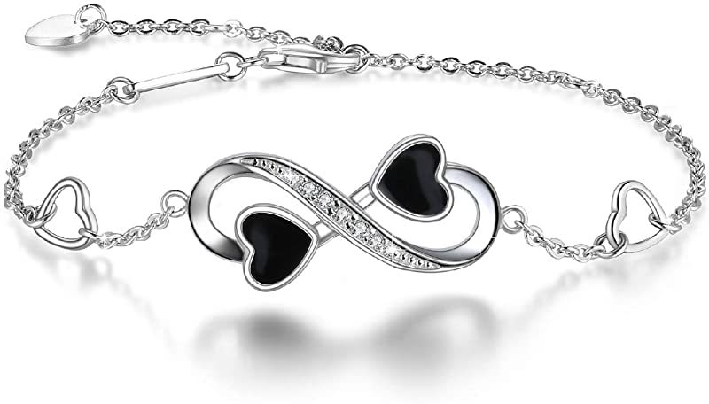 10g Weight Bracelets Classification Sterling Silver Elegant Simple Style Infinity Heart Shape Enamel Bracelets