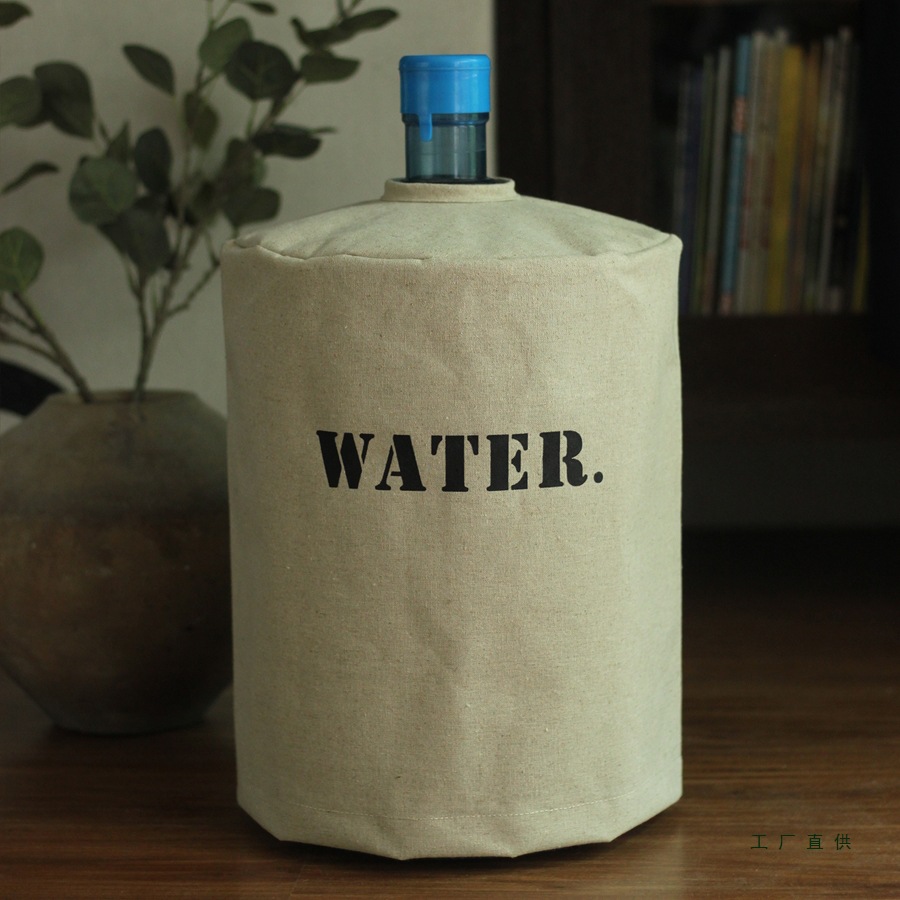 饮水机套饮水机罩纯净水桶套防尘防晒棉麻WATER简洁素雅定 制LOGO