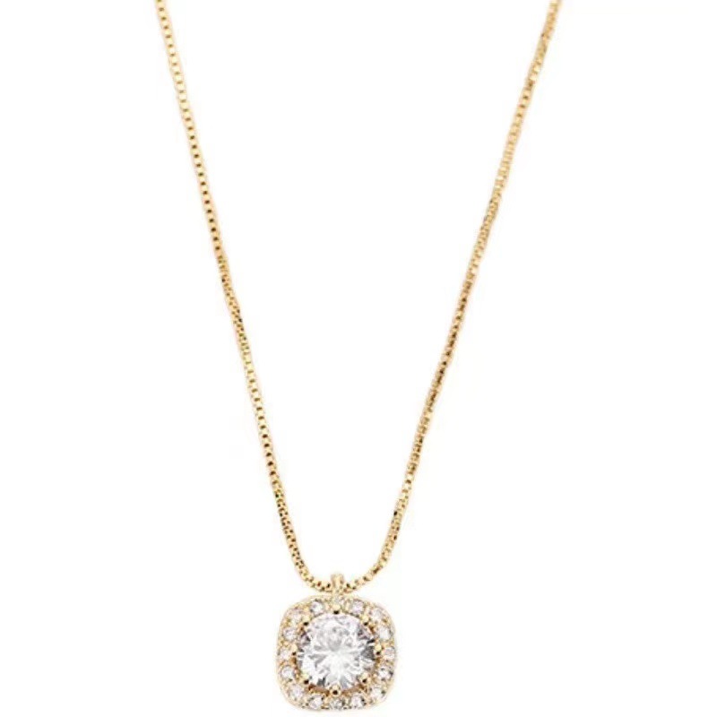 925 Sterling Silver Zircon Inlay Solid Color Pendant Necklace display picture 1