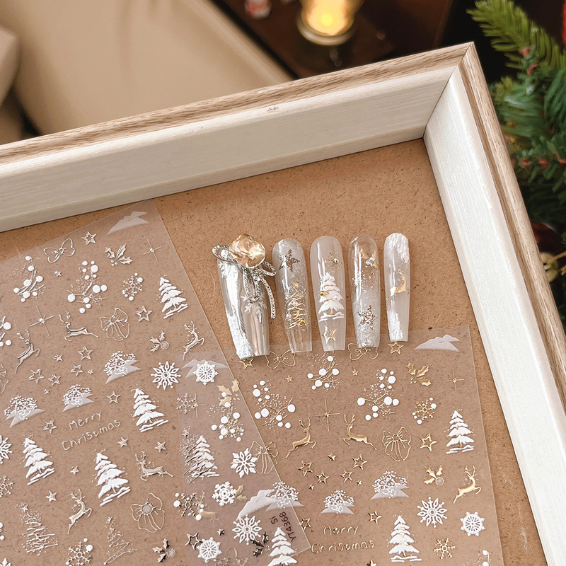 YITU Ant Figure Hot Stamping Gold and Silver Christmas Nail Art Sticker Snowflake Elk Relief with Adhesive Nail Decoration Sticker YT4367 YITU Ant Figure Hot Stamping Gold and Silver Christmas Nail Art Sticker Snowflake Elk Relief with Adhesive Nail Decoration Sticker YT4367