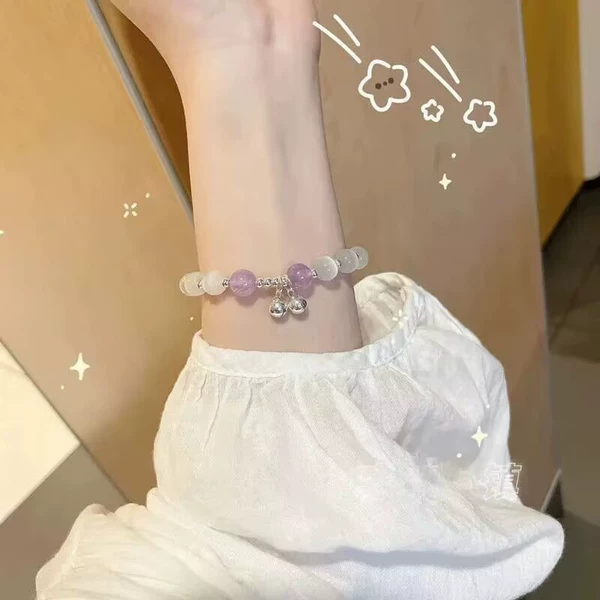 Bracelet with amethyst natural stone, cat's eye
