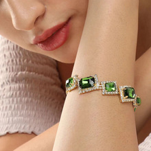 亚马逊爆款绿钻方形水钻手链韩版女式时尚小饰品欧美手饰Bracelet