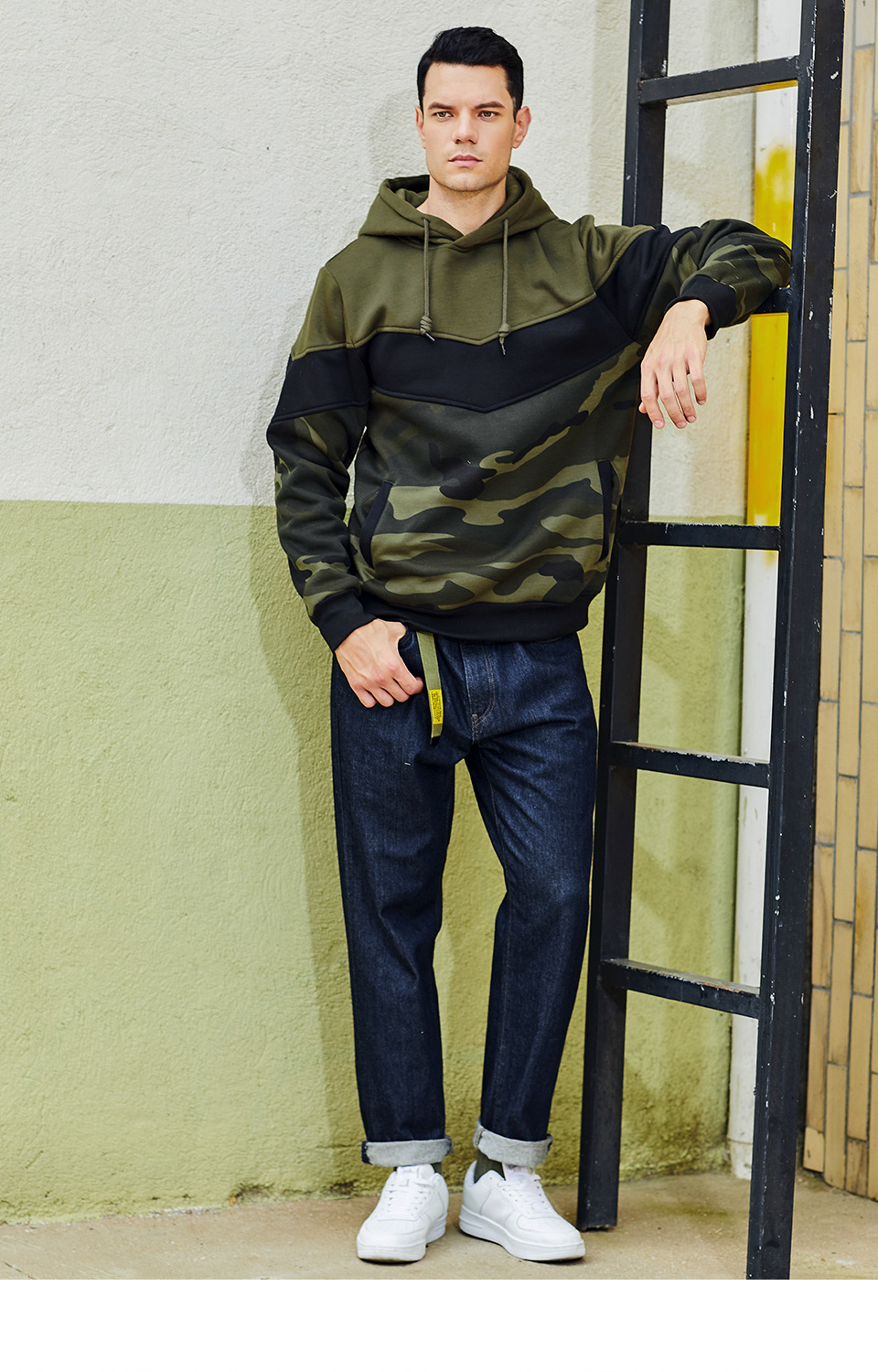 Herrenbekleidung Sweatshirt Herren Herbst und Winter farblich passendes Sweatshirt Retro Trend locker große Größe Pullover Herren_voghion.com