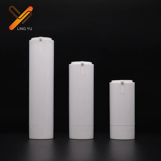 白色ABS双层旋转真空瓶 15/30/50ml直圆可替换内胆按压乳液瓶