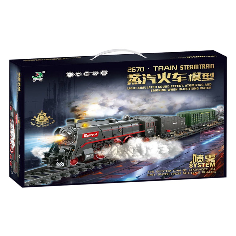 Cross-border steam small train track toy simulation high-speed rail parking lot children boy electric nostalgic model