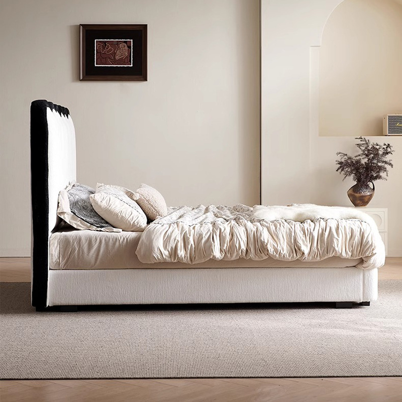 Cama de aire ondulada francesa 1.8m dormitorio principal moderna simple cama de matrimonio de tela doble cama ondulada de diseño