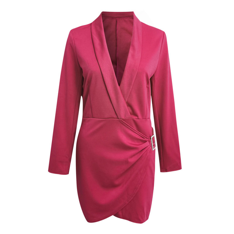 Autumn And Winter Women's Long Sleeve V-neck Party Dress Office Women