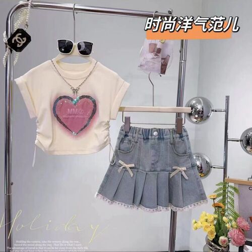 Summer New Heartless Sleeveless Denim Short Skirt Set H-819